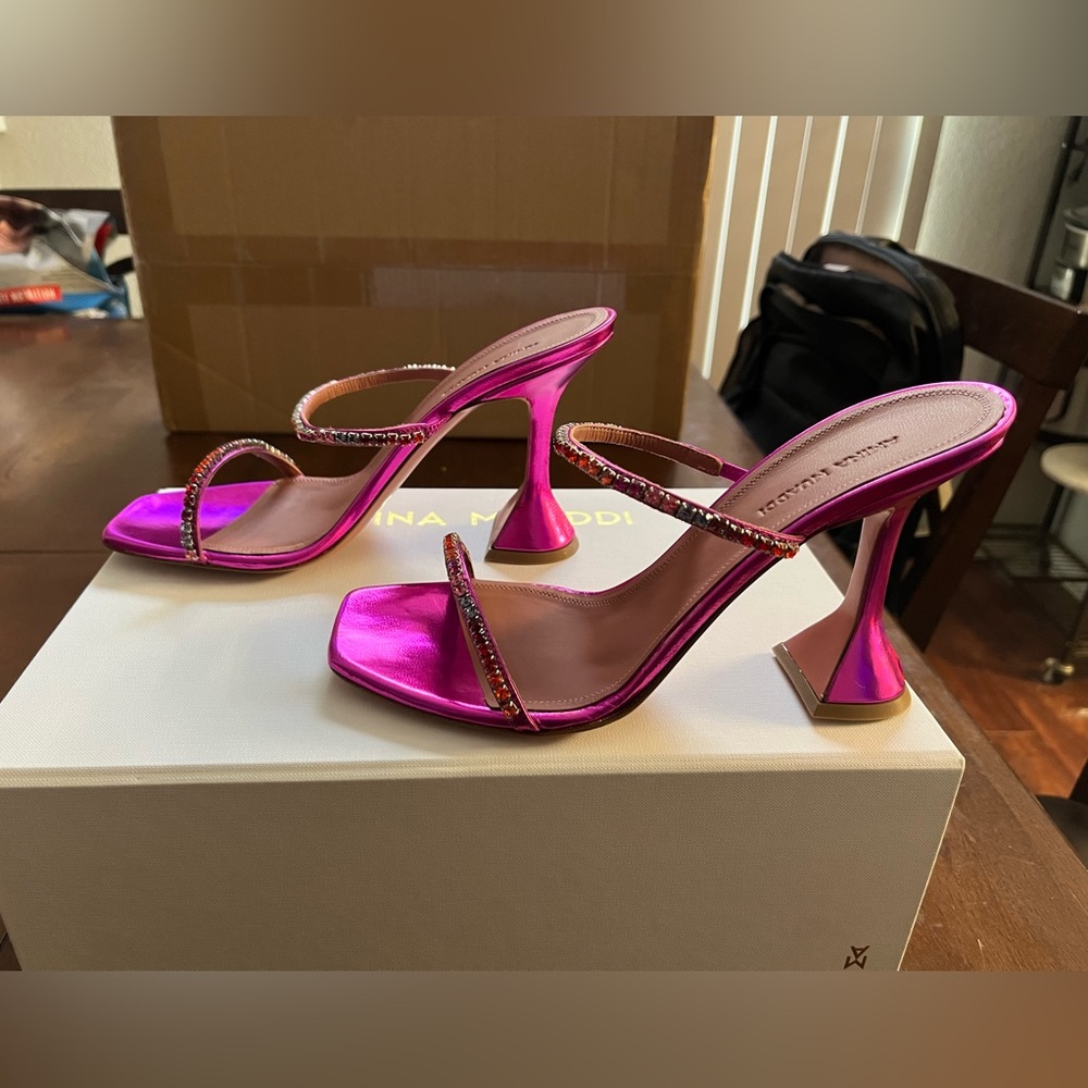 New Amina Muaddi Gilda Slipper in Fuchsia